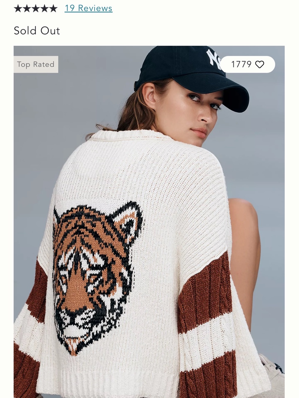 Anthropologie Pilcro Cable-Knit Icon Zip-Up tiger Sweater